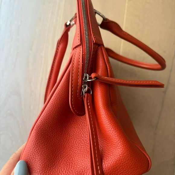 BNWT Lonchamp satchel in orange cowhide leather - Picture 3 of 8